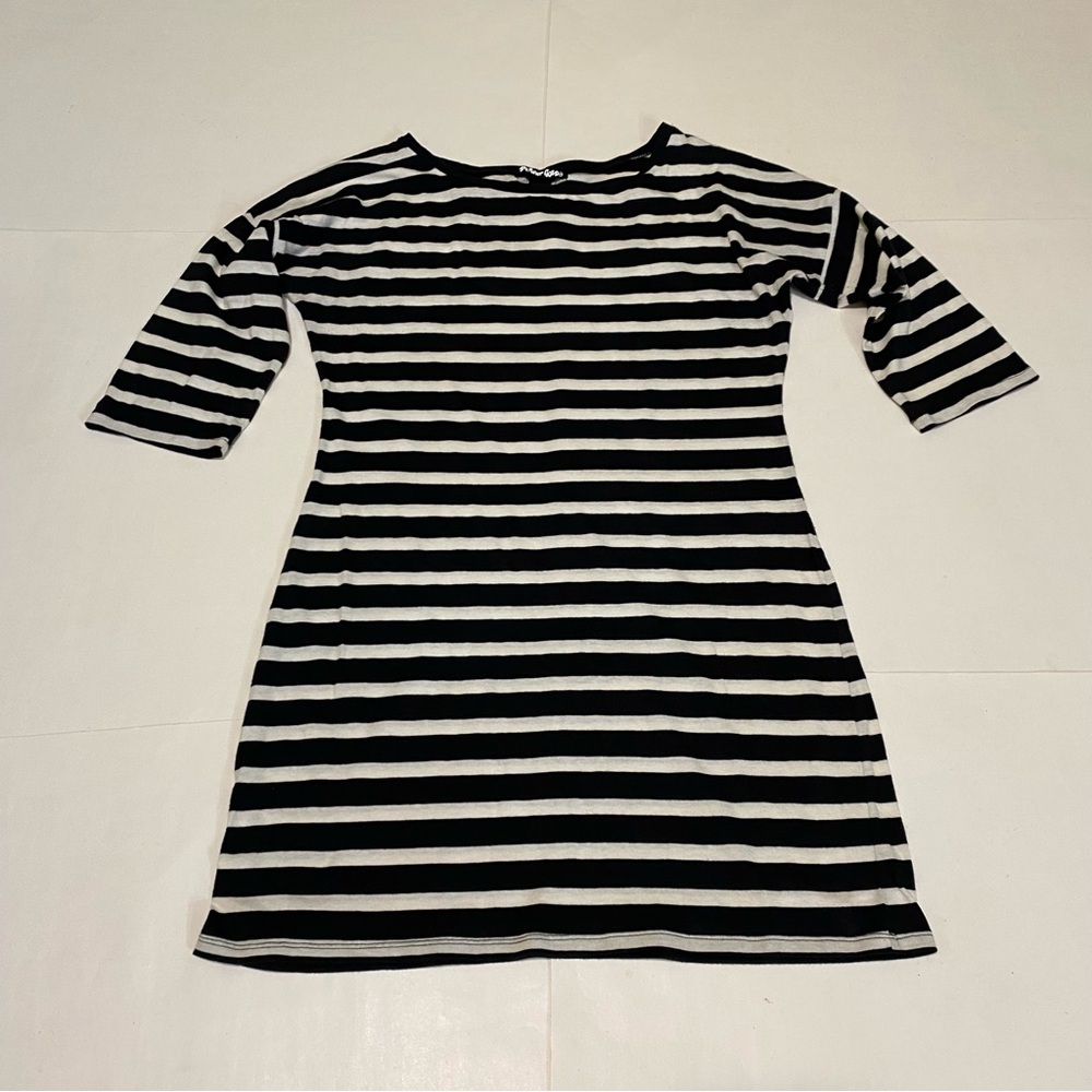 16. ⭐️Planet Gold Black and White Striped Mini Dress